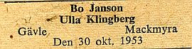 Bo Jansson, Ulla Klingberg.