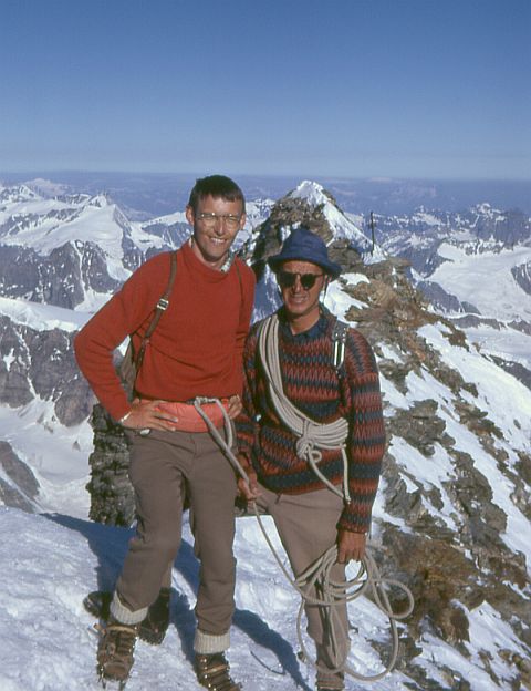 Stefan Zenker and Werner Perren on the summit of the Matterhorn.