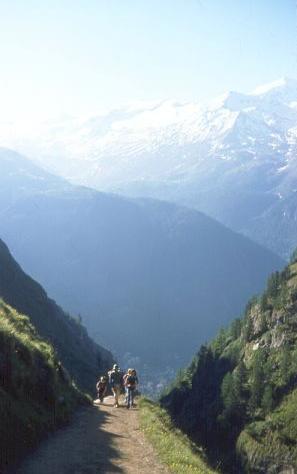 Descent to Zermatt from the Trift gorge.