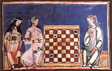 Moorish women playing chess to lute music.